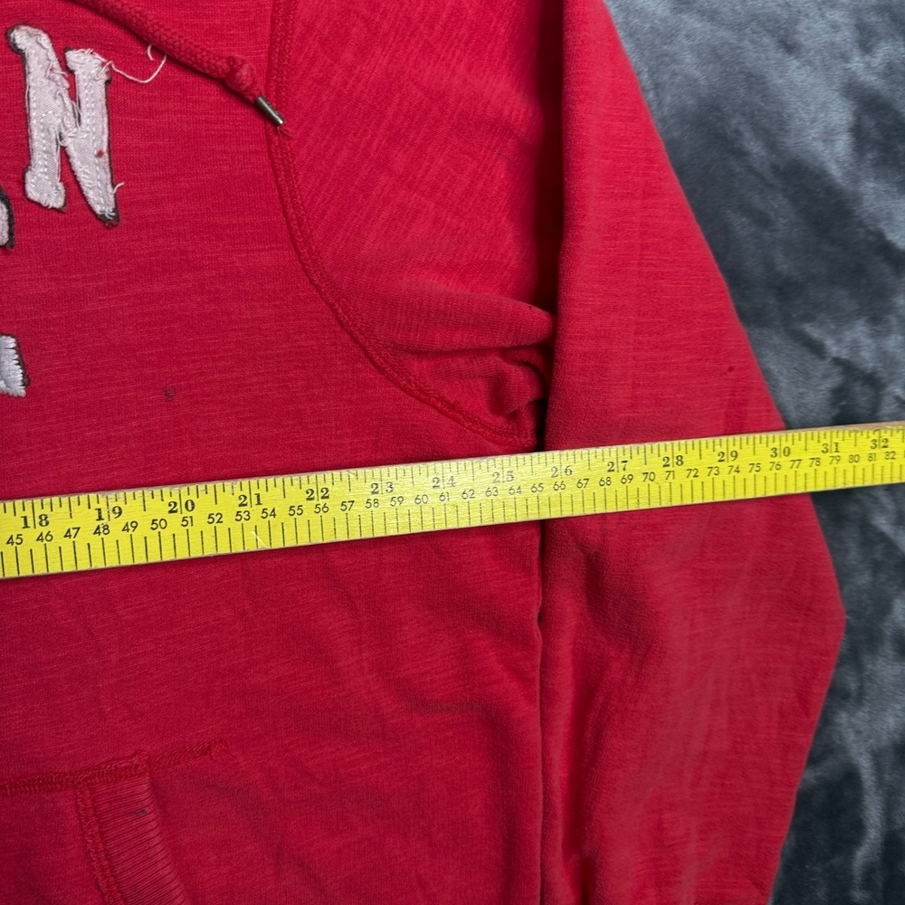 Vintage Y2k American Eagle Red Full Zip Hoodie Size X-Large Walffle Knit Hood - Picture 4 of 7